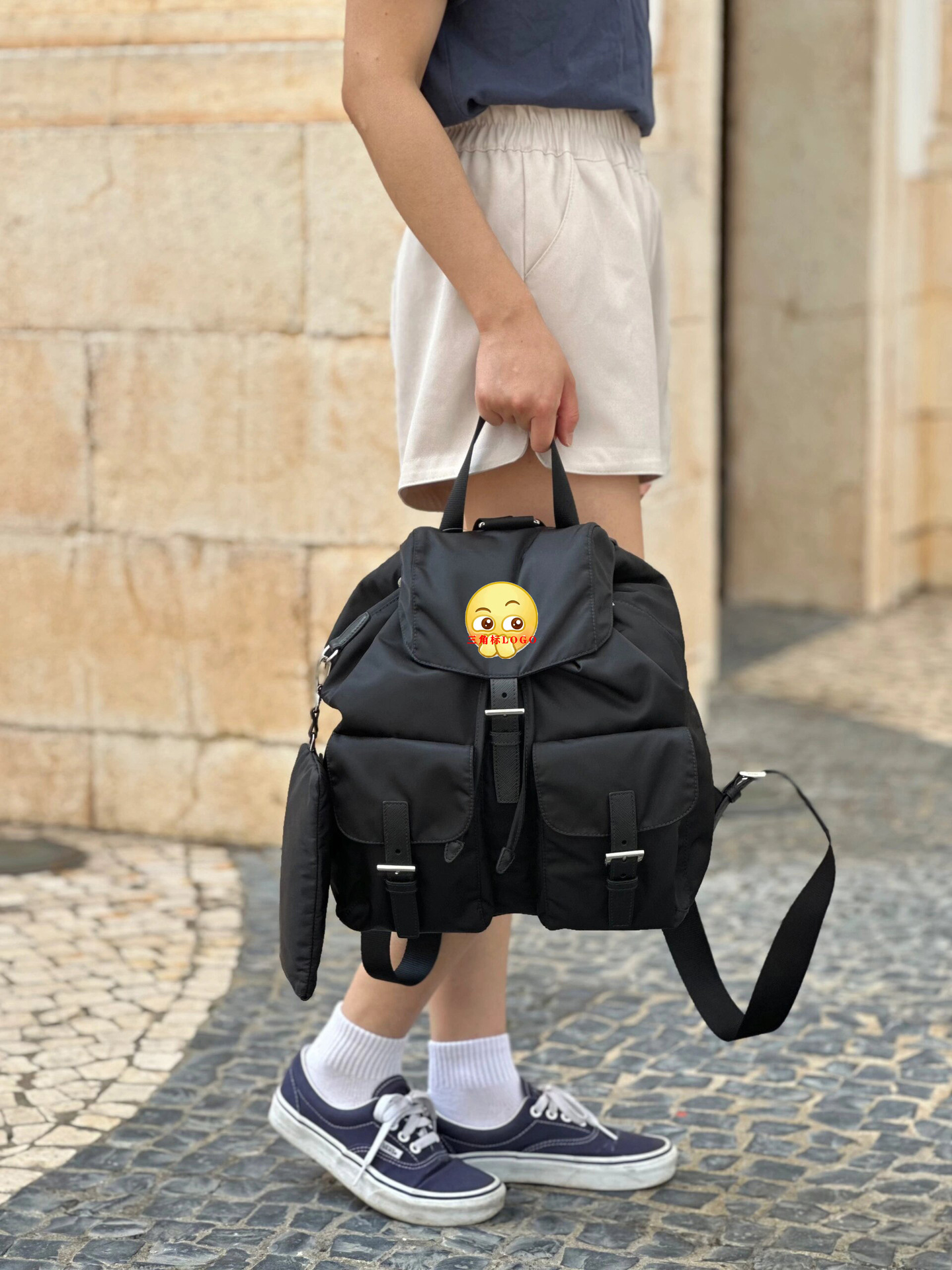 P家女款双肩包降落伞背包尼龙防水抽绳包休闲小背包学生党小书包详情10