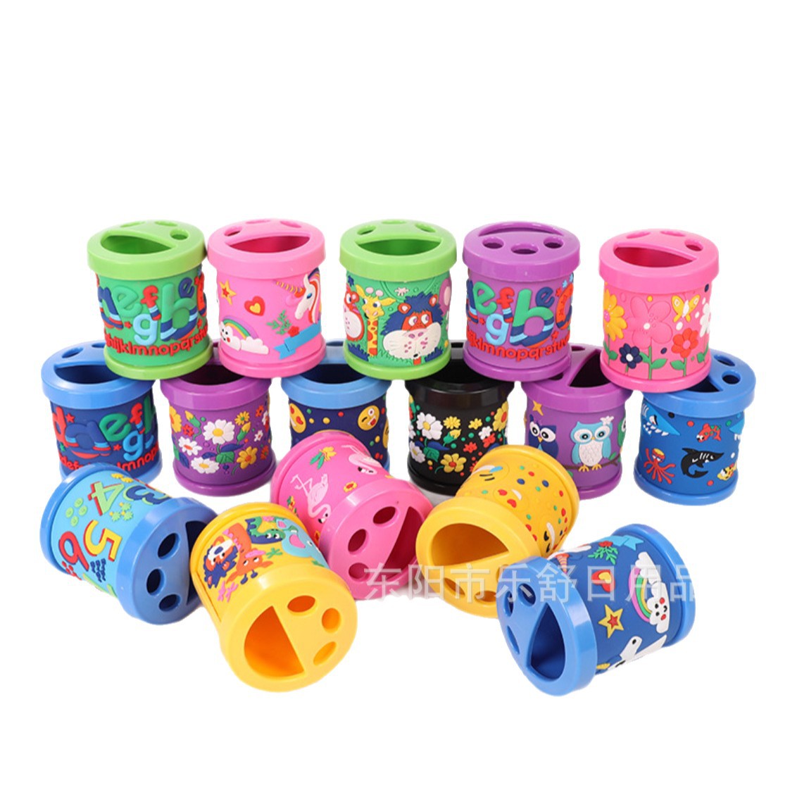 卡通可爱3D立体马克杯漱口杯笔筒水杯两用卡通加厚套皮软胶笔筒杯详情1