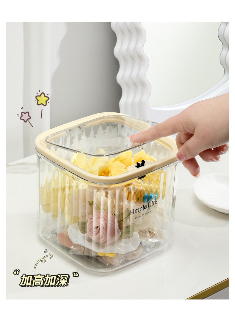 【加厚发饰收纳盒】桌面大容量带盖首饰盒皮筋头绳发夹萌粒整理盒详情12