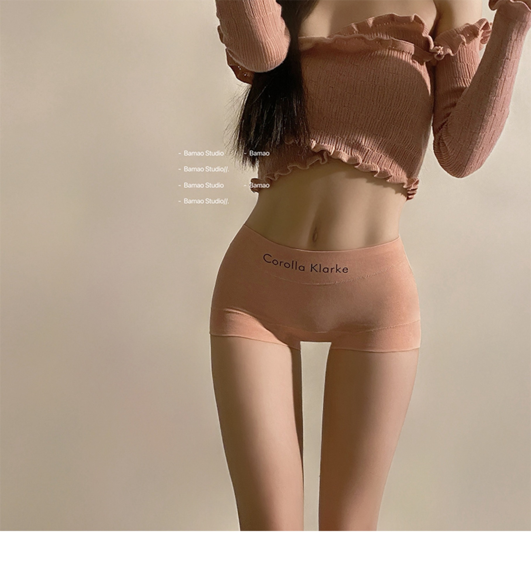 运动风撞色平角无痕纯棉内裤女士抑菌石墨烯裆包臀中腰女生四角裤详情7