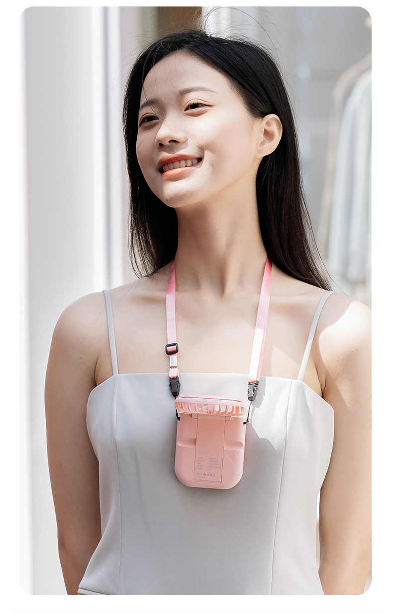 挂脖数显充电小风扇折叠迷你手机支架桌面风扇夏季户外小风扇批发详情13