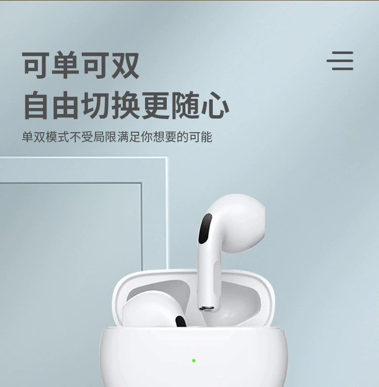pro6蓝牙耳机 跨境外贸爆款tws运动华强北5.3半入耳六代无线耳机详情10