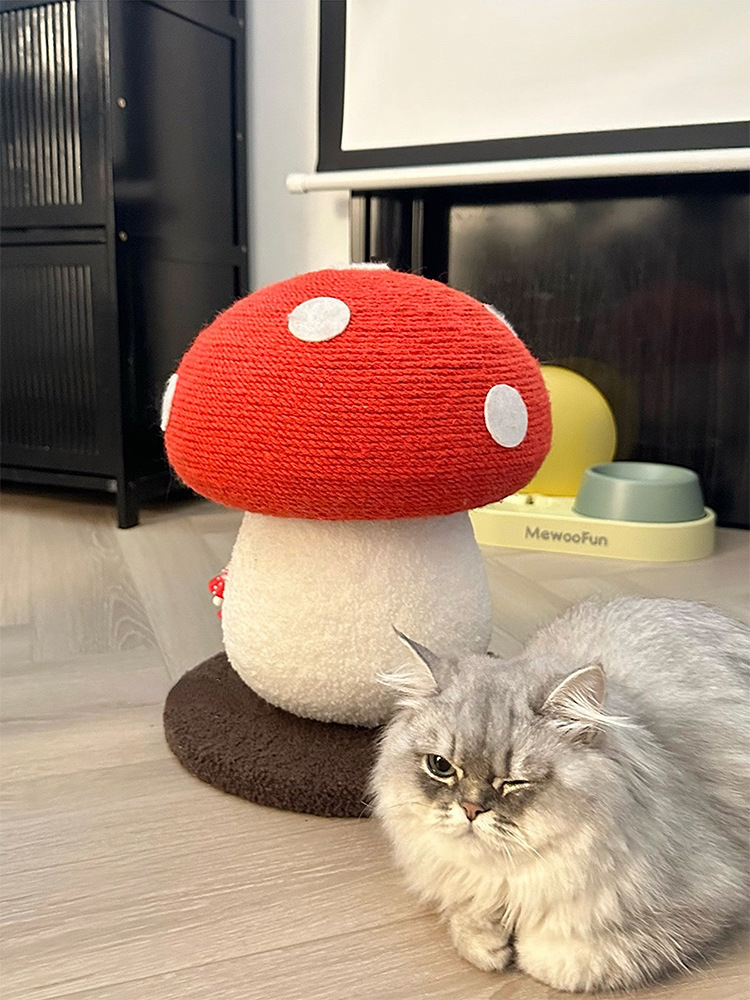 Red Mushroom cat climbing frame grab post, one piece of sisal claw cat climbing post, standing cat grab board, cat tree cat toy pic 5