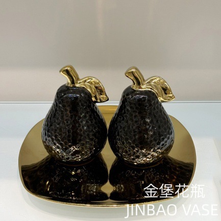Modern minimalist French light luxury ceramic pear-shaped fruit plate decoration, home decoration handicrafts and gifts pic 3
