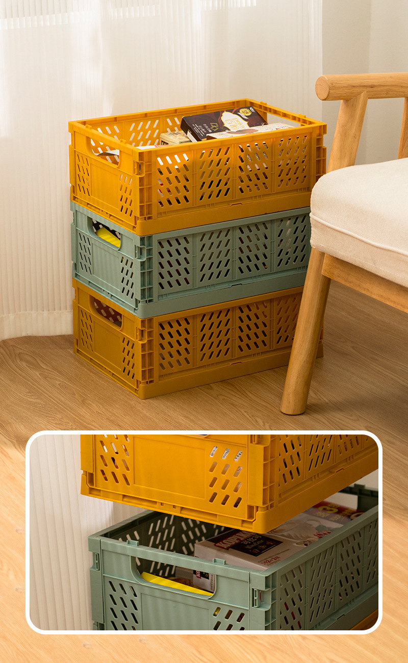 Large folding plastic storage box, student desktop organization, planner tape, stationery folding basketball basket, storage basket manufacturer pic 18