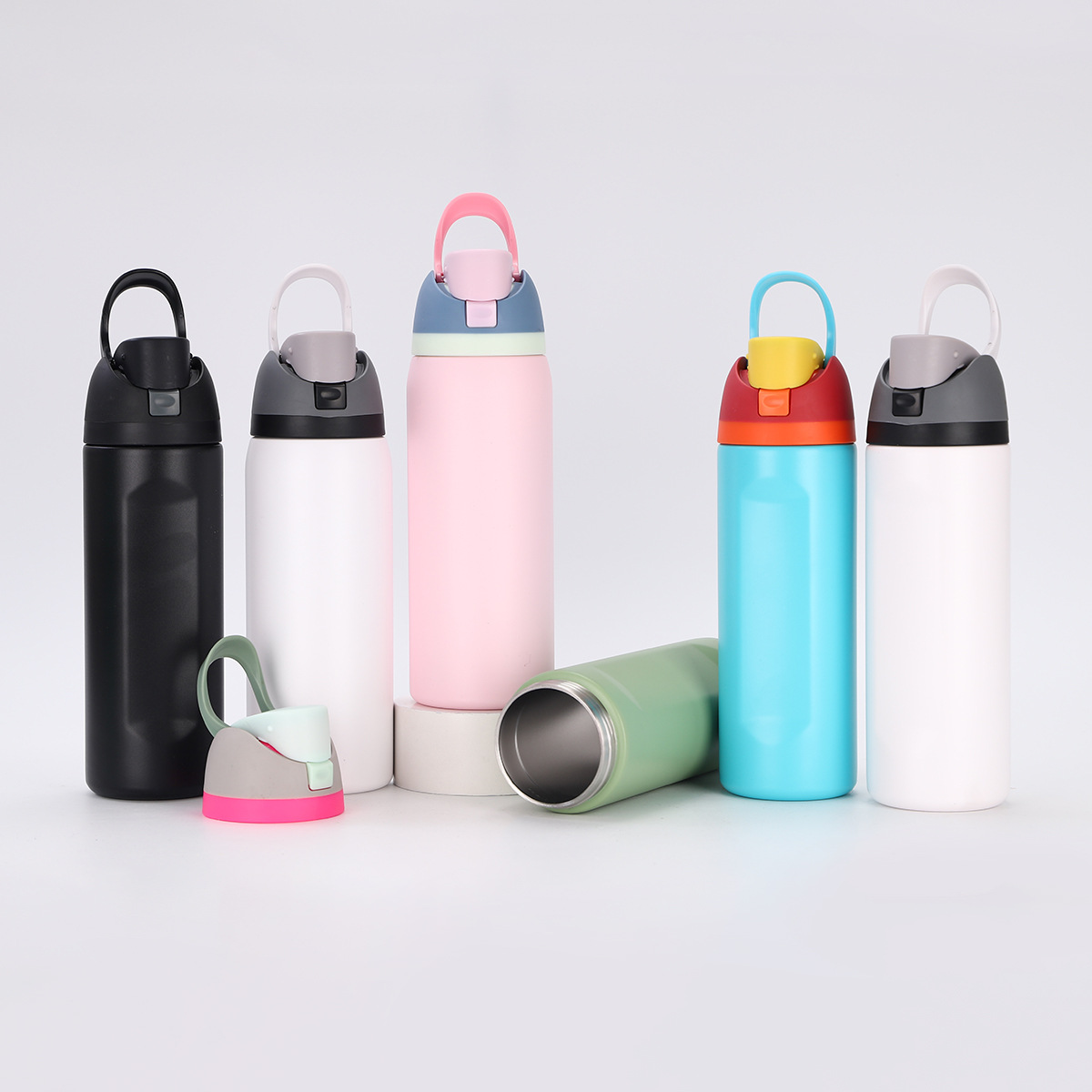 跨境304不锈钢保温杯ins马卡龙提手水果杯大容量户外便携吸管杯详情21