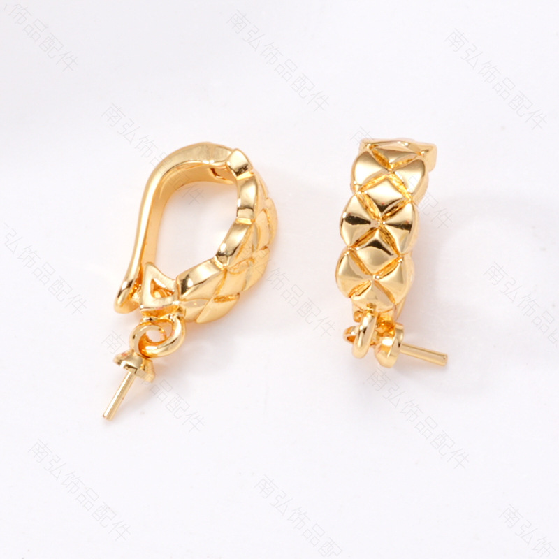 18K gold-plated color-preserving pearl necklace pendant buckle, micro-inlaid universal buckle strap, sheep eye needle empty stand accessory diy accessory pic 36