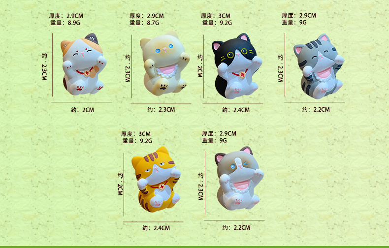 原创糯叽叽元气猫猫摆件可爱精致树脂公仔居家桌面摆饰车内装饰品详情10