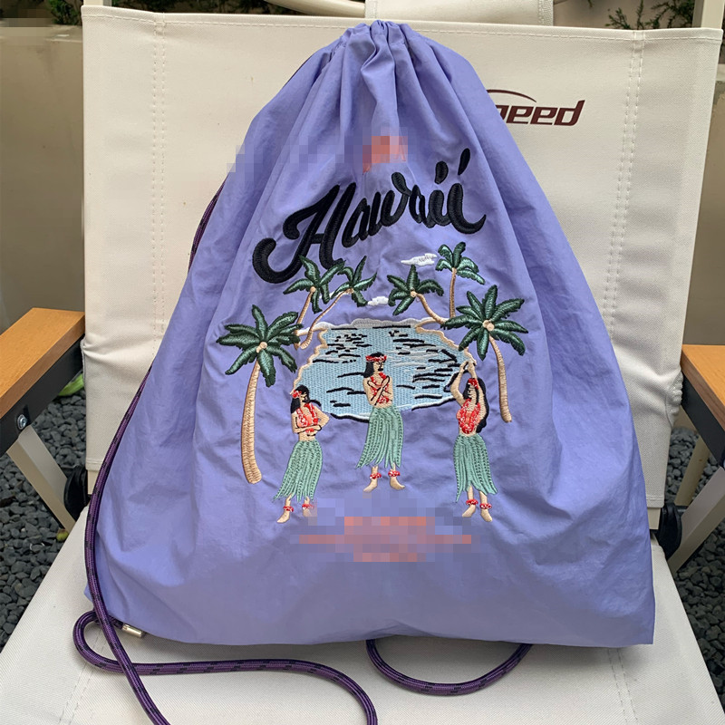 Estilo japonés moda mochila linda dibujos animados eco-friendly extractor cordón bordado de gran capacidad casual bolsa de estudiante tendencia de la calle pic 5