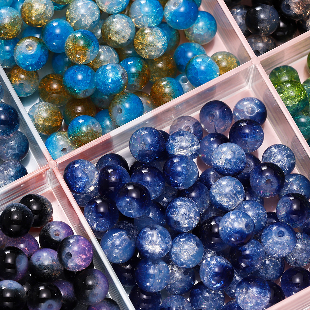 10mm round beads with floral patterns, hand-strung glass beads, loose glass beads, diy bracelets, jewelry accessories wholesale pic 5