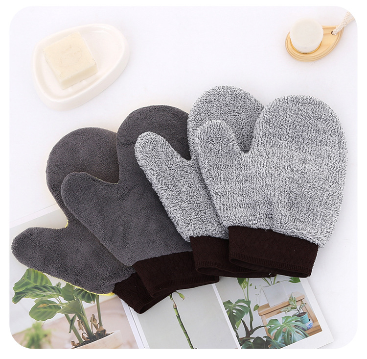 【 Chi Jia 】 Car wash gloves, waterproof rags, bear paw plush car towels, coral fleece gloves, car paint surface pic 13