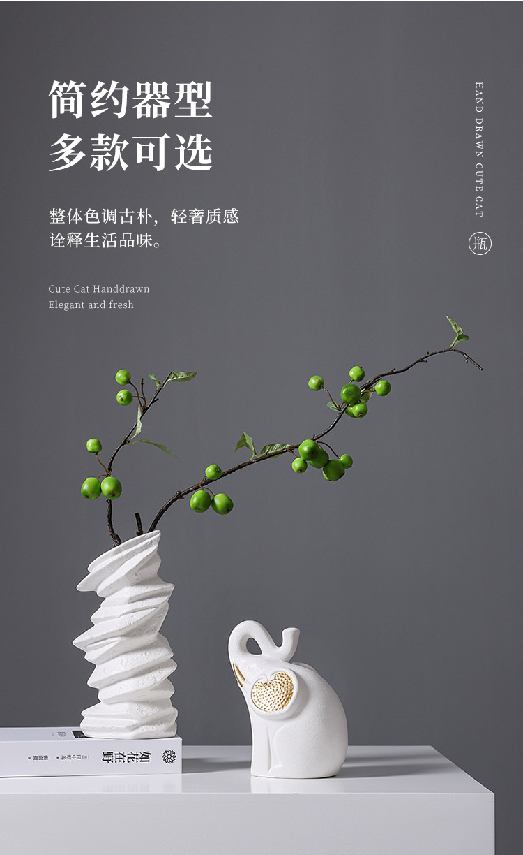 2025 Nordic Creative Ceramic Vase Decoration, high-end retro living room entrance table, dried flower arrangement art decoration Ceramic vase pic 3