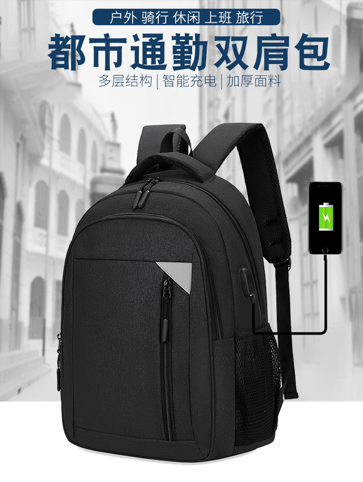 Wholesale 2023 New business double backpack, wear-resistant, water-repellent, large-capacity travel computer bag, casual, fashionable and simple pic 2