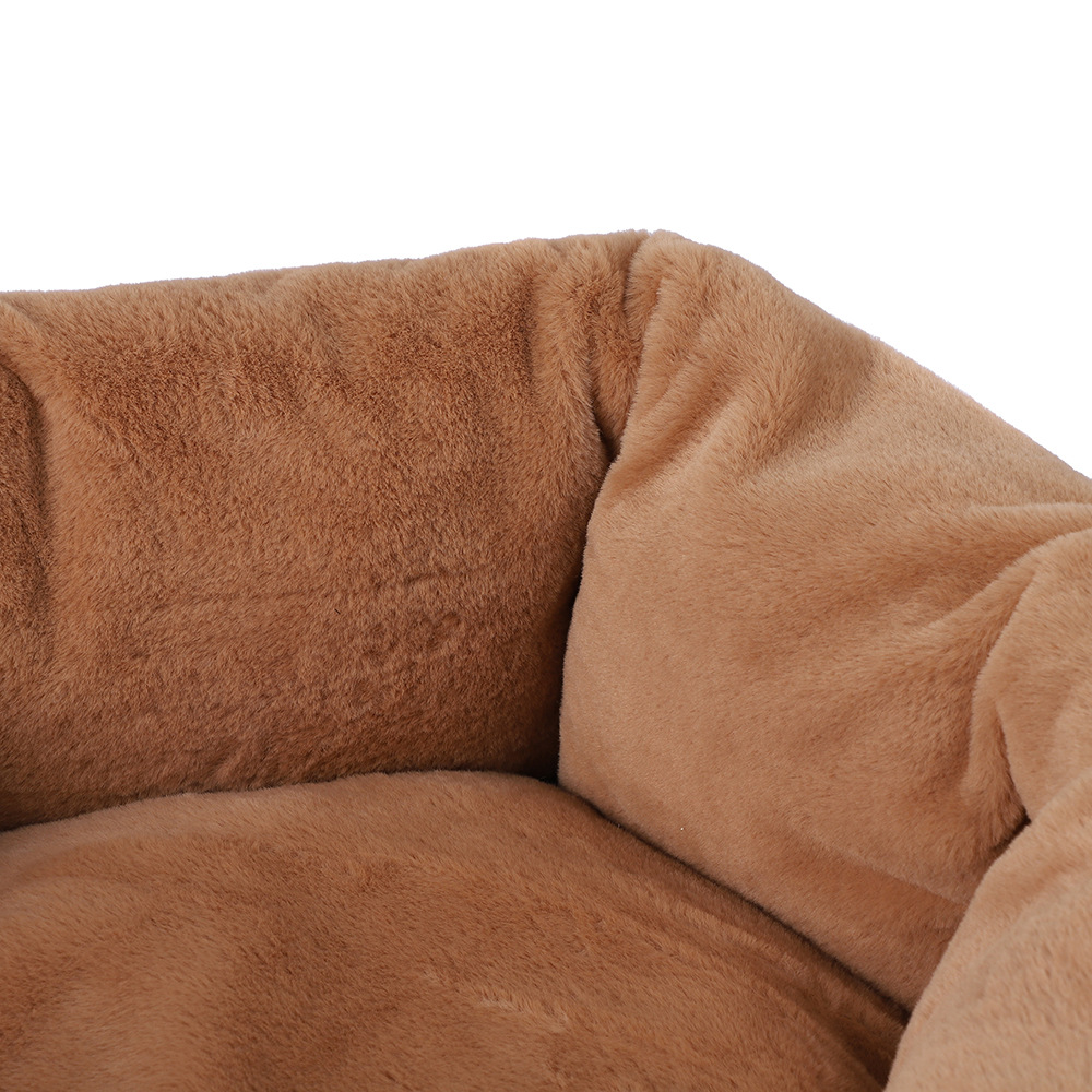Winter fleece thickened pet sleeping beds, thickened rabbit fur turned out, pet round beds, thickened anti-slip bottom dog beds wholesale pic 18
