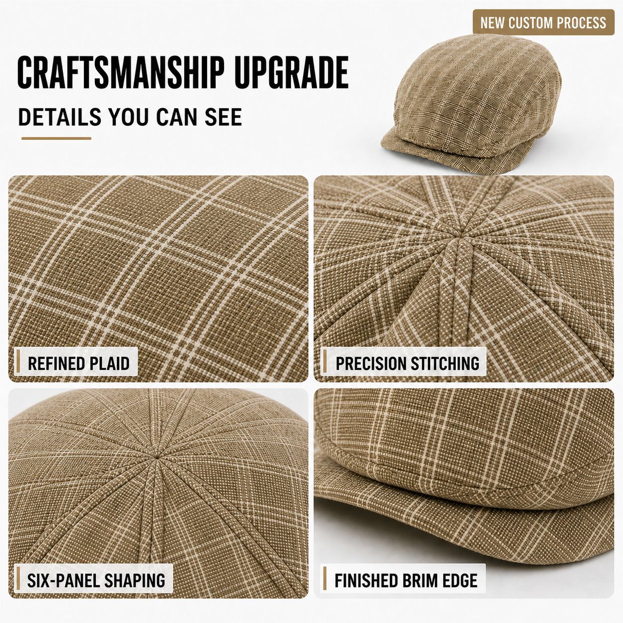 Sombrero de otoño e invierno a cuadros nuevo estilo coreano de cuadros de rayas boina al aire libre sombrero delantero transfronterizo de comercio exterior personalizado pic 2