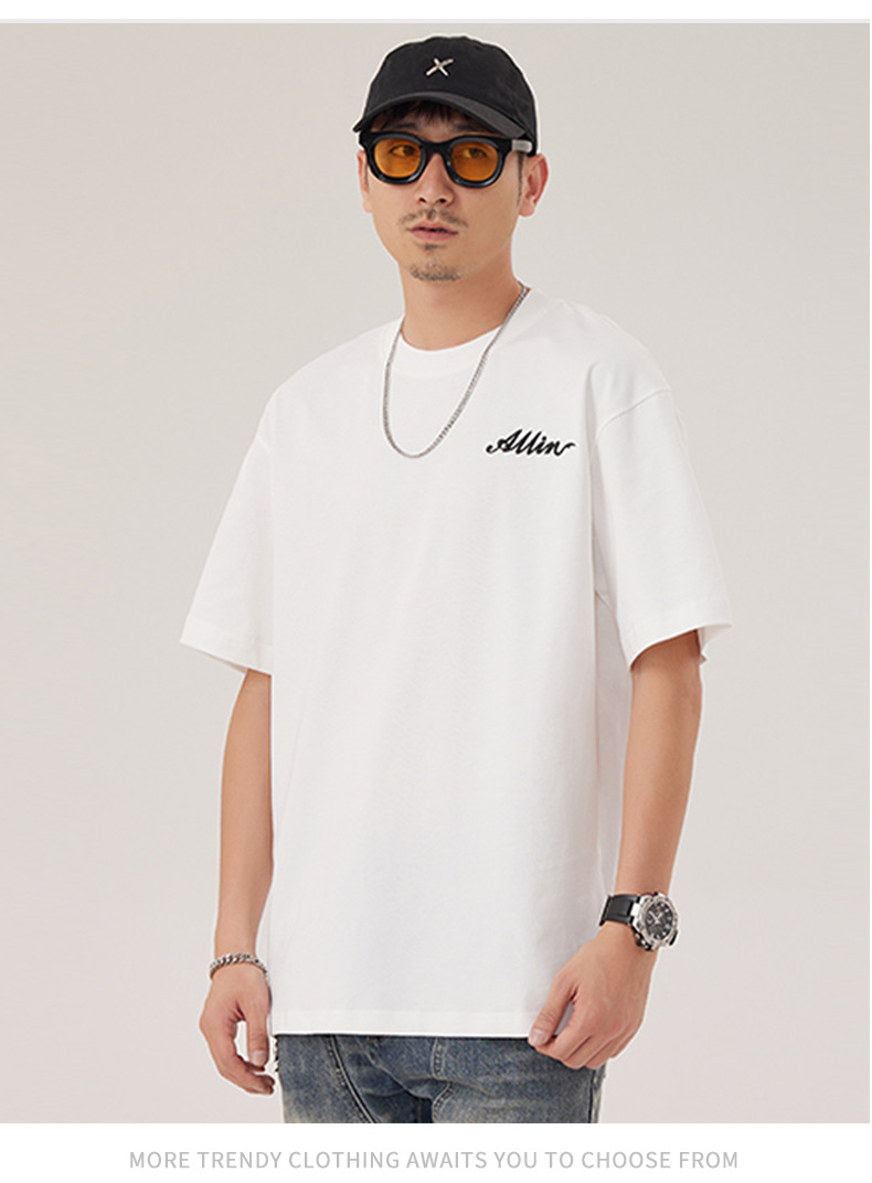 The 2025 summer new half-sleeved T-shirt for men is a trendy and versatile short-sleeved American retro printed loose round-neck T-shirt pic 54
