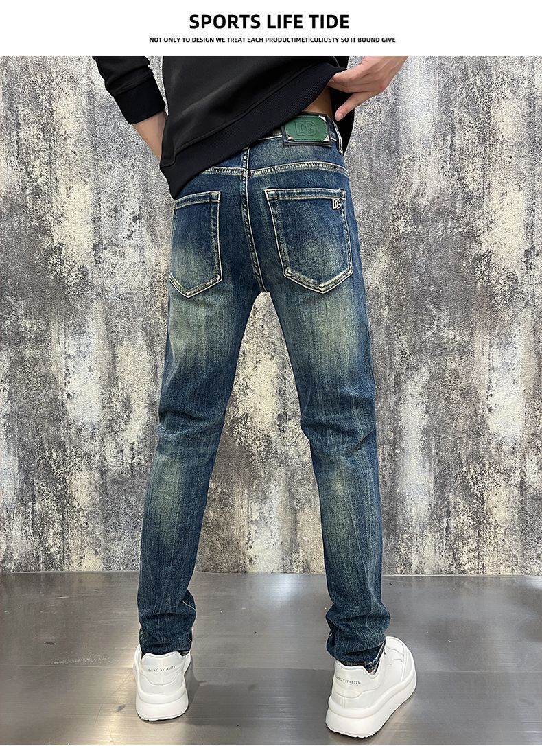 2025秋冬季新款高端轻奢欧货纯棉牛仔裤男士小直筒修身弹力休闲裤详情14