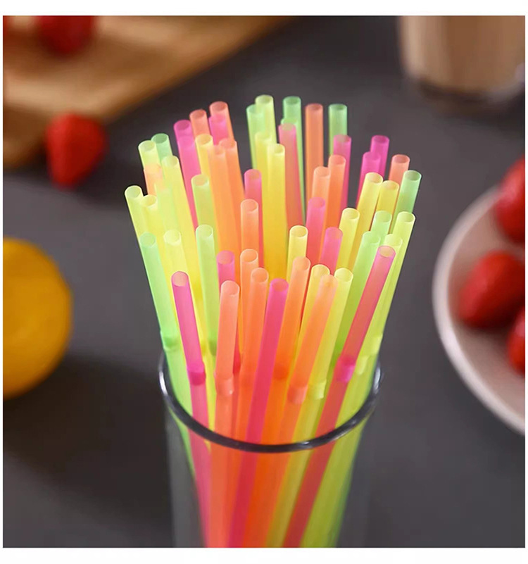 Wholesale of flexible and extended plastic straws for juice drinks and milk tea in stock, 100 pieces each in color pic 7