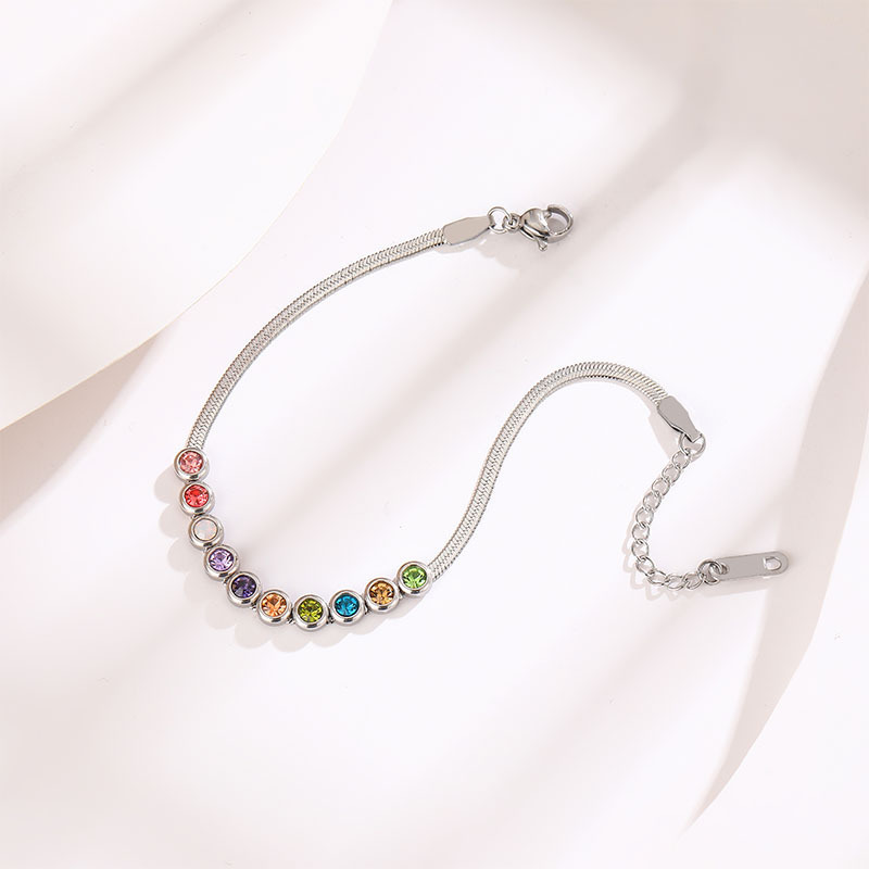 新款气质高级感彩色镶钻钛钢女士手链 扁蛇链子手环网红时尚个性手饰 独特魅力展现详情4