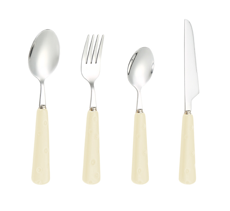 Stainless steel cheese tableware set, knife, fork, spoon, dessert spoon, light luxury ceramic handle, new style, cute girl, high appearance level pic 8