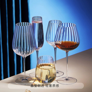 Handcrafted luxurious prism wine glass, crystal glass, Bordeaux Poly aroma wine glass, European vertical striped highball glass pic 9