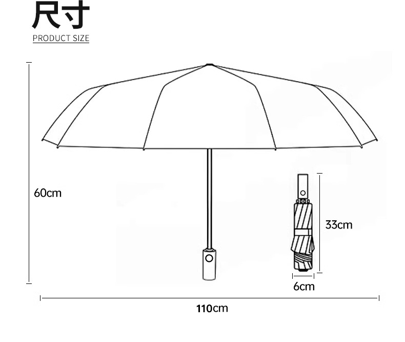 三折48骨自动雨伞大号黑胶防晒太阳伞批发晴雨伞广告伞折叠遮阳伞详情15