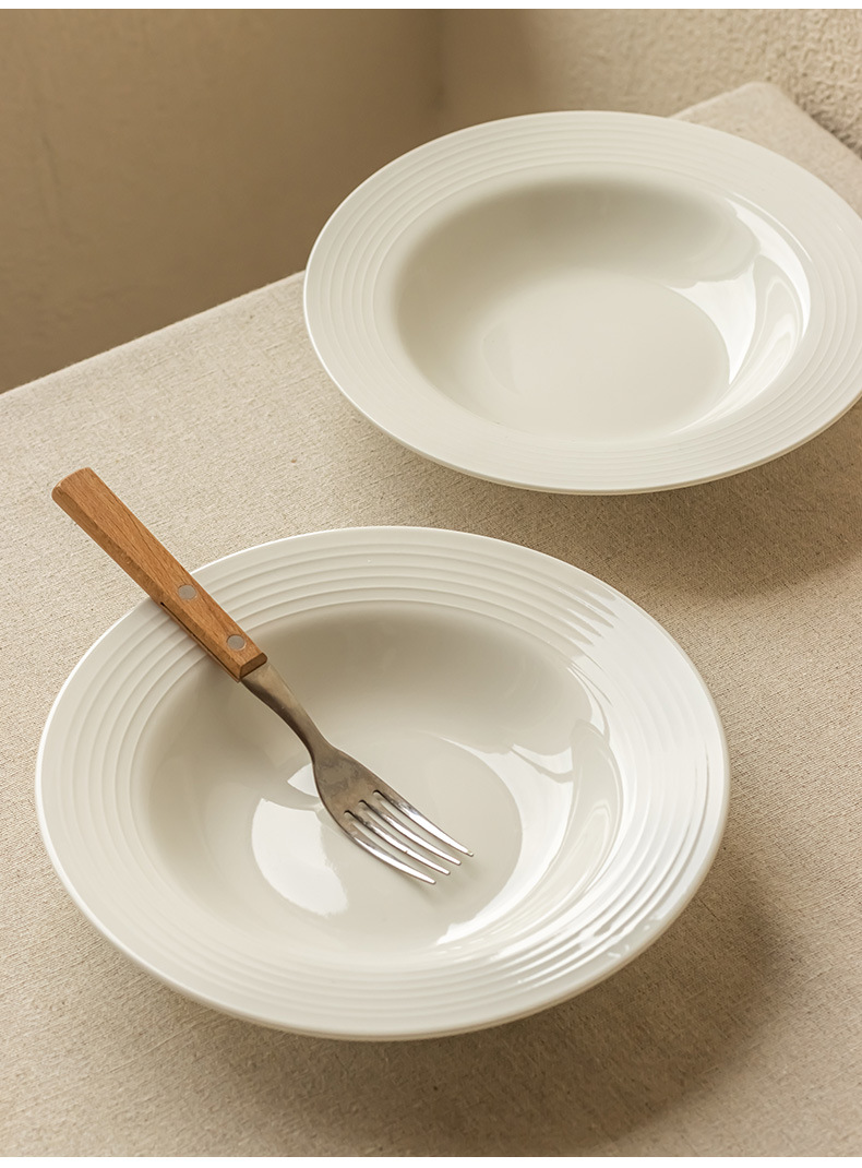 特惠高颜值浮雕草帽盘纯色陶瓷盘子西餐意面盘甜品盘家用餐具菜盘详情4