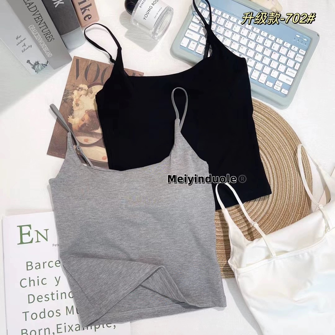 爆款性感纯棉吊带背心女肩带可调节固定杯垫内搭外穿显瘦打底上衣详情8