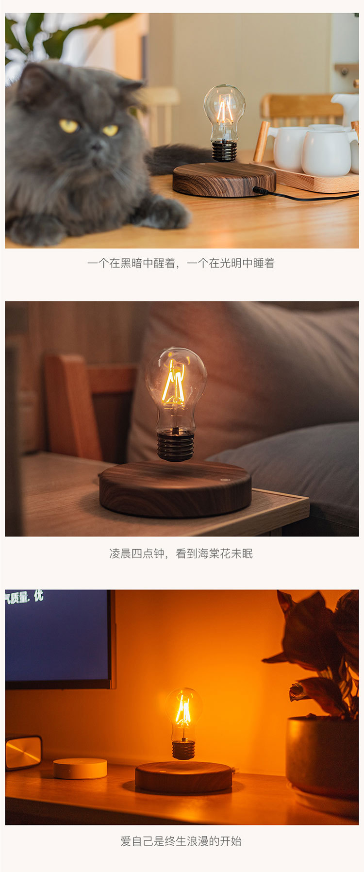 卧室床头装饰氛围磁悬浮灯泡 创意女孩子ins源头厂家批发夜灯灯泡详情5