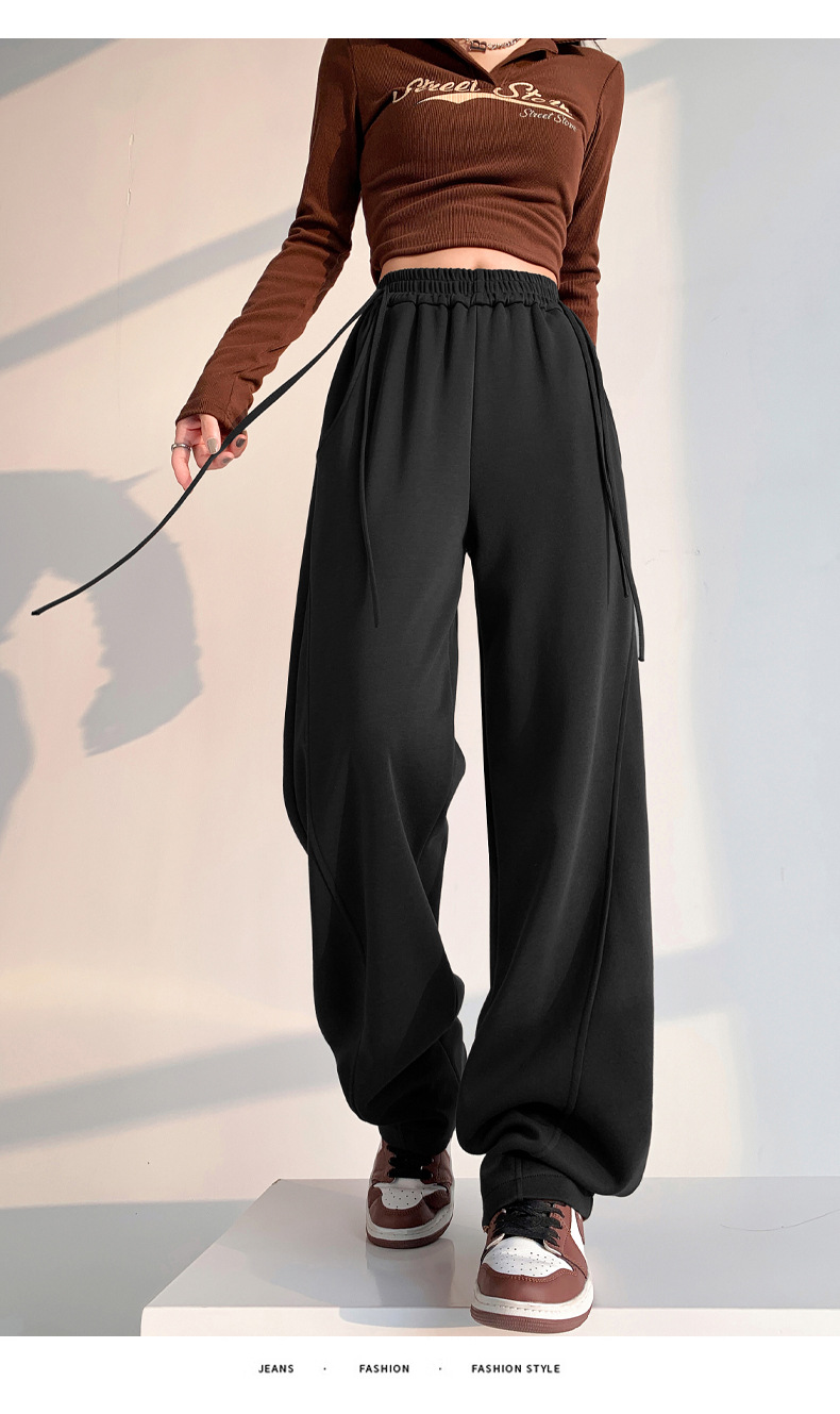 Fleece warm wide-leg pants, loose and high-waisted, slimming winter new style pic 59