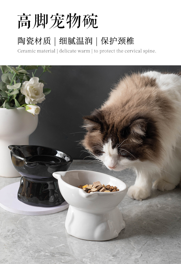 Ceramic cat bowl, pet supplies, automatic feeder, cat supplies, large capacity, durable and shockproof pic 1