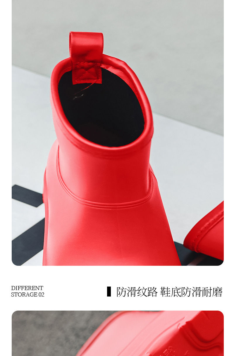跨境时尚雨鞋女厚底耐磨外穿百搭水鞋子防滑厨房胶鞋防水洗车鞋女详情10