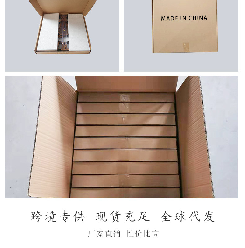 欧式亚马逊跨境热卖挂钟客厅wall clock创意复古木质石英静音钟表详情13