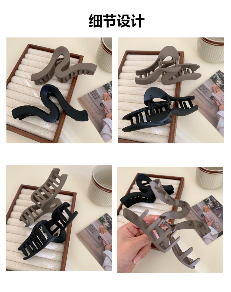 全新韩版简约几何设计塑料发夹子 鲨鱼夹子盘发抓夹 复古头饰新款发抓夹子时尚发夹详情6