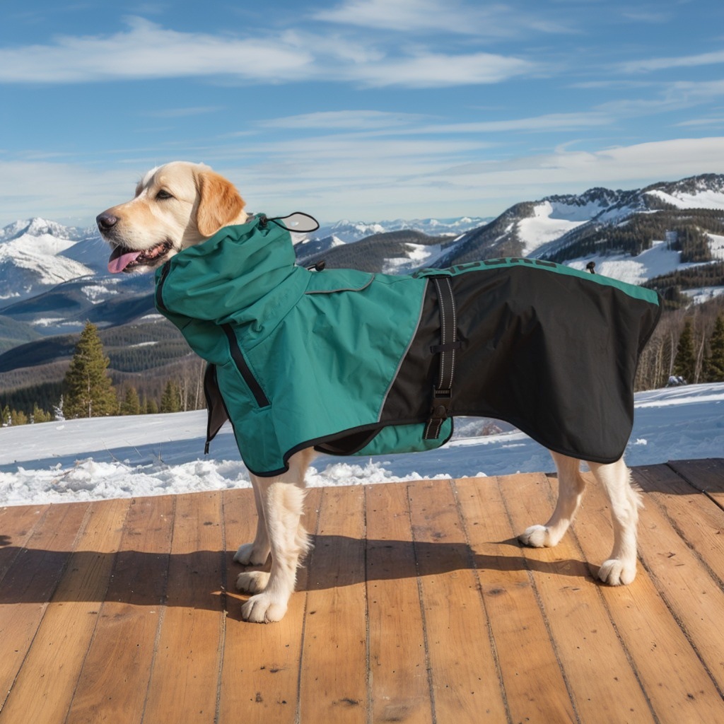 Pet clothing, pet windbreaker, double-layer waterproof and windproof outer layer, warm and extended neck cap, dog windbreaker pic 11