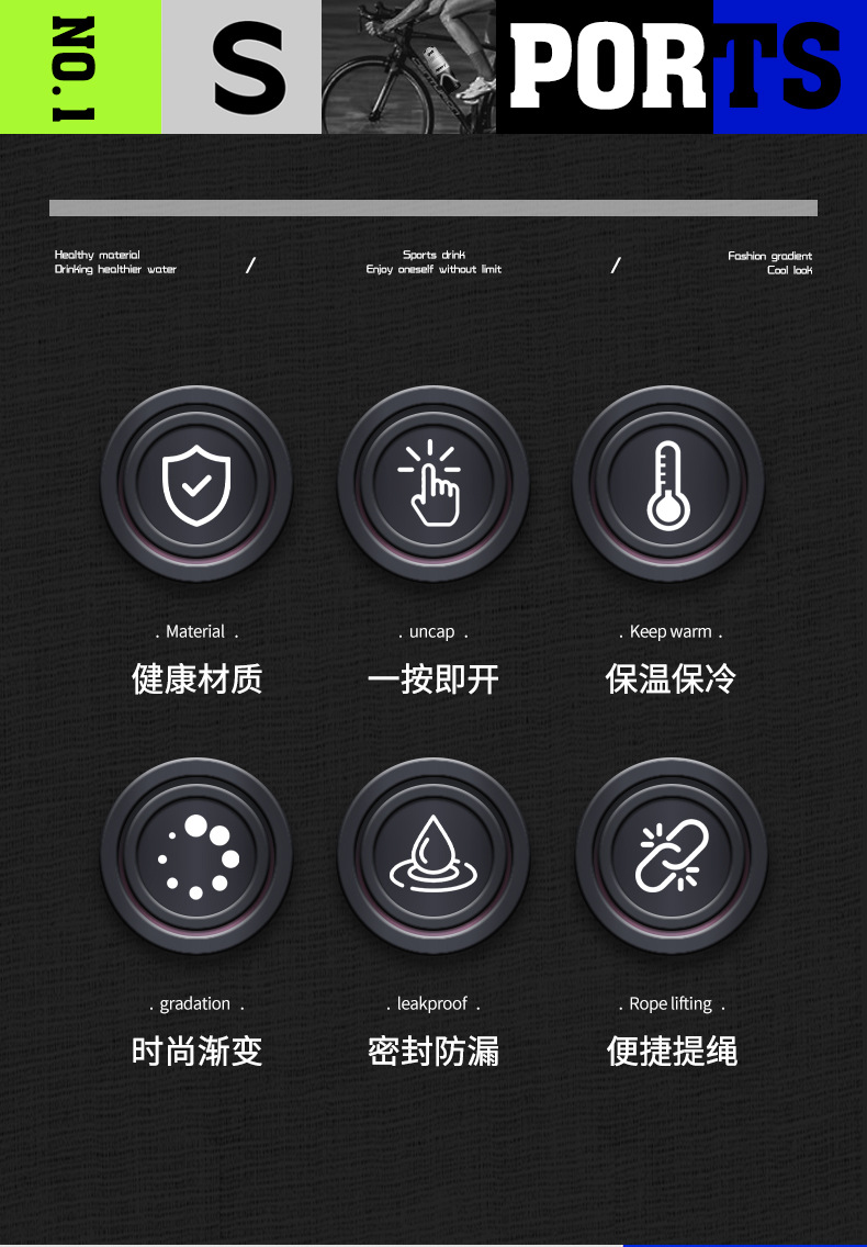 316不锈钢潮流保温杯户外运动大容量弹跳水杯便捷带提手双饮水壶详情2