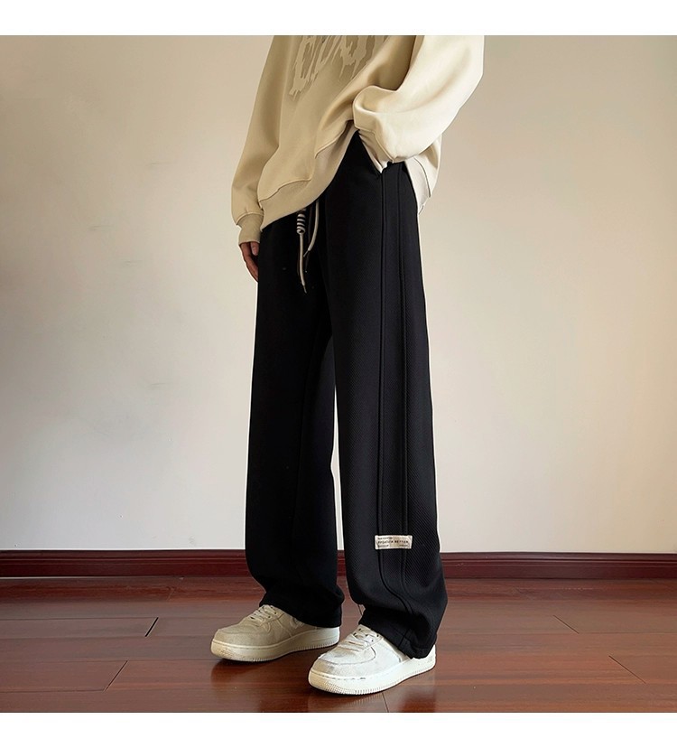 潮牌休闲裤子男宽松春秋新款抽绳运动裤青少年学生高级感卫裤长裤详情13