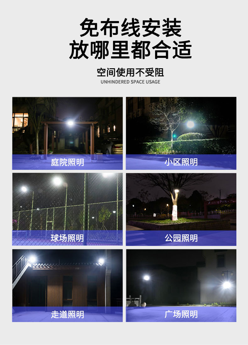 太阳能投光灯家用户外庭院灯新农村光伏led路灯大功率超亮防水灯详情17