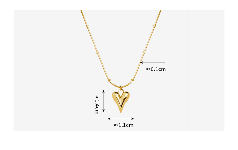 French ins trend cold style light luxury fashion simple heart-shaped necklace, titanium steel plated with 18K real gold, P575 pic 22