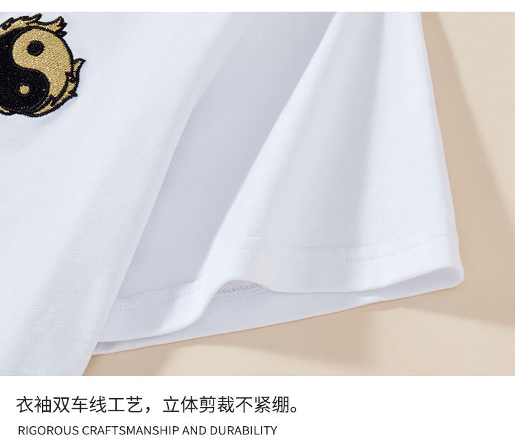 New short-sleeved T-shirts for men, heavy embroidery, all-cotton round neck, loose and large-sized casual trendy couple shirts, custom-made and wholesale pic 13