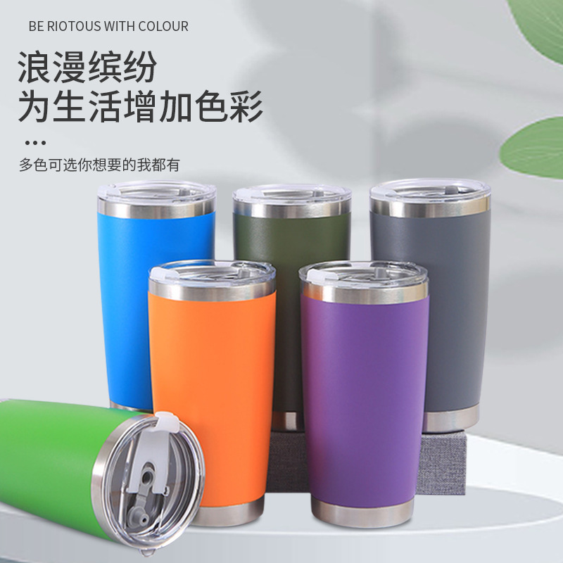 外贸款20oz喷塑车载汽车杯啤酒杯冰霸杯 304不锈钢双层真空保温杯详情3