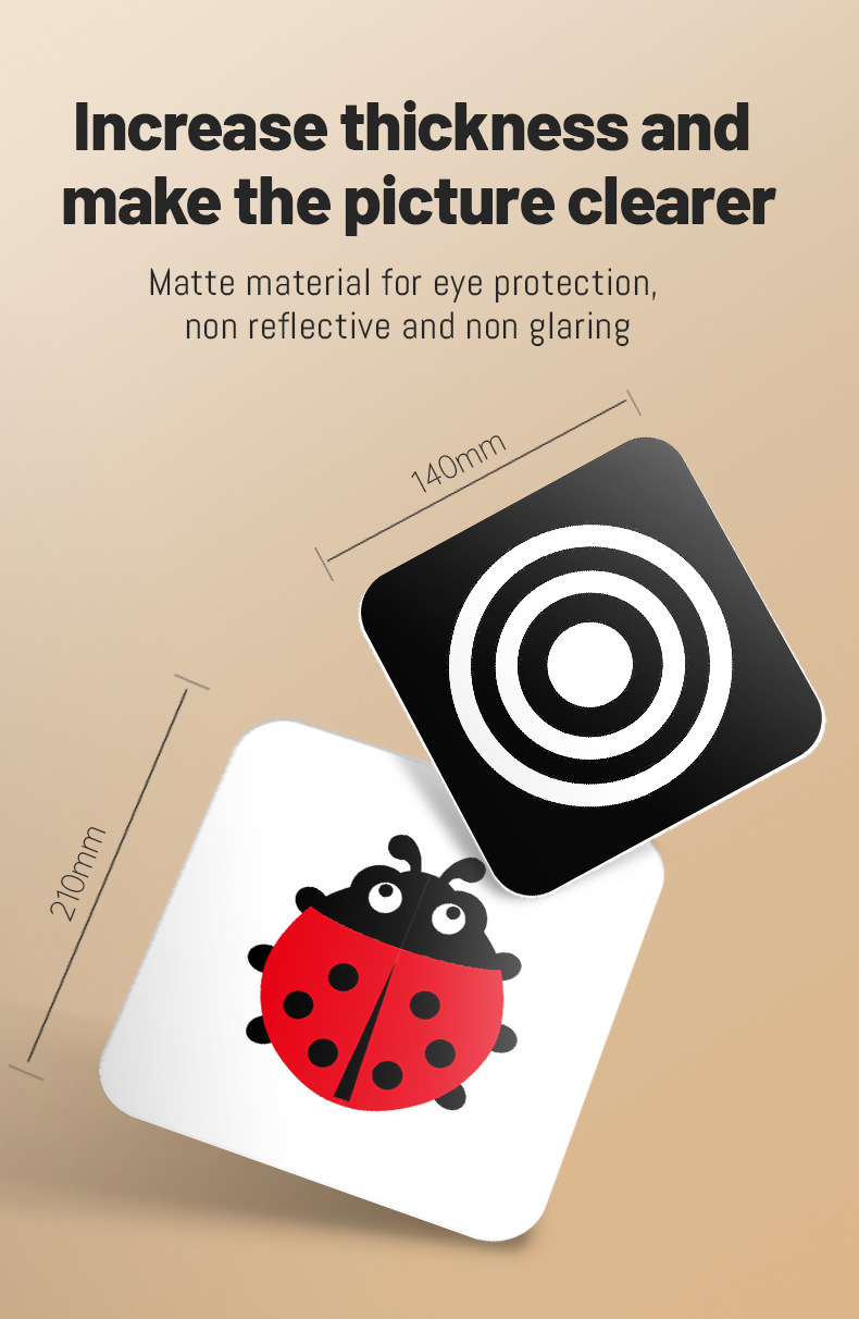 跨境黑白卡0-3个月婴儿黑白卡片早教卡视觉激发卡宝宝彩色卡英文详情6