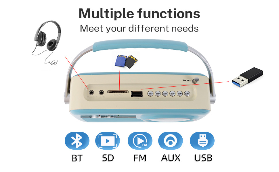 复古式 多功能 蓝牙收音机携带USB/DC详情2