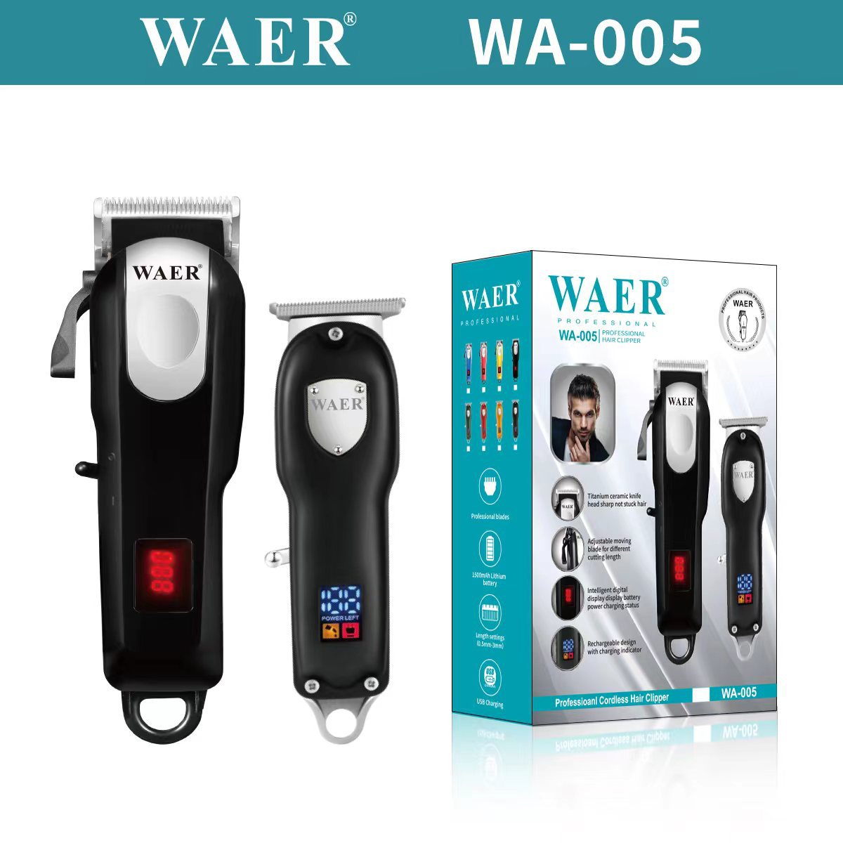 WAER爆款通用可调节理发器电推子发廊专用款理发剪美发造型电推剪详情2