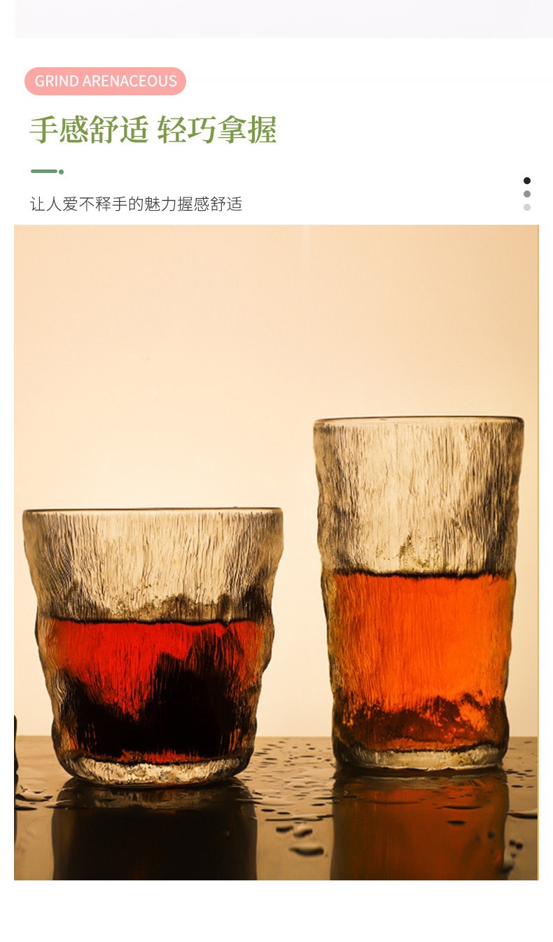 冰川纹玻璃水杯日式锤纹杯威士忌酒杯果汁玻璃杯子咖啡杯礼品杯详情5