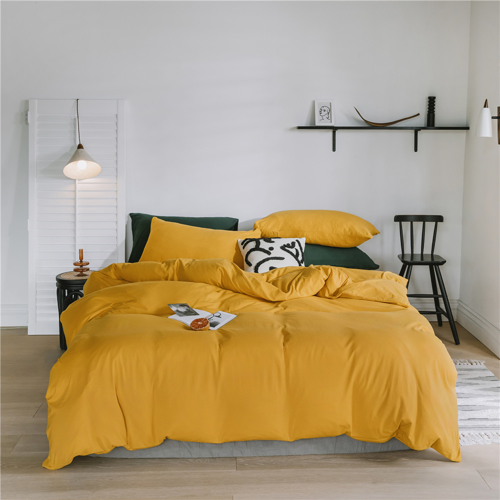 ins Japanese-style solid color all-cotton knitted cotton four-piece set, skin-friendly nude sleeping plain double-layer Indian cotton bed sheet pic 13