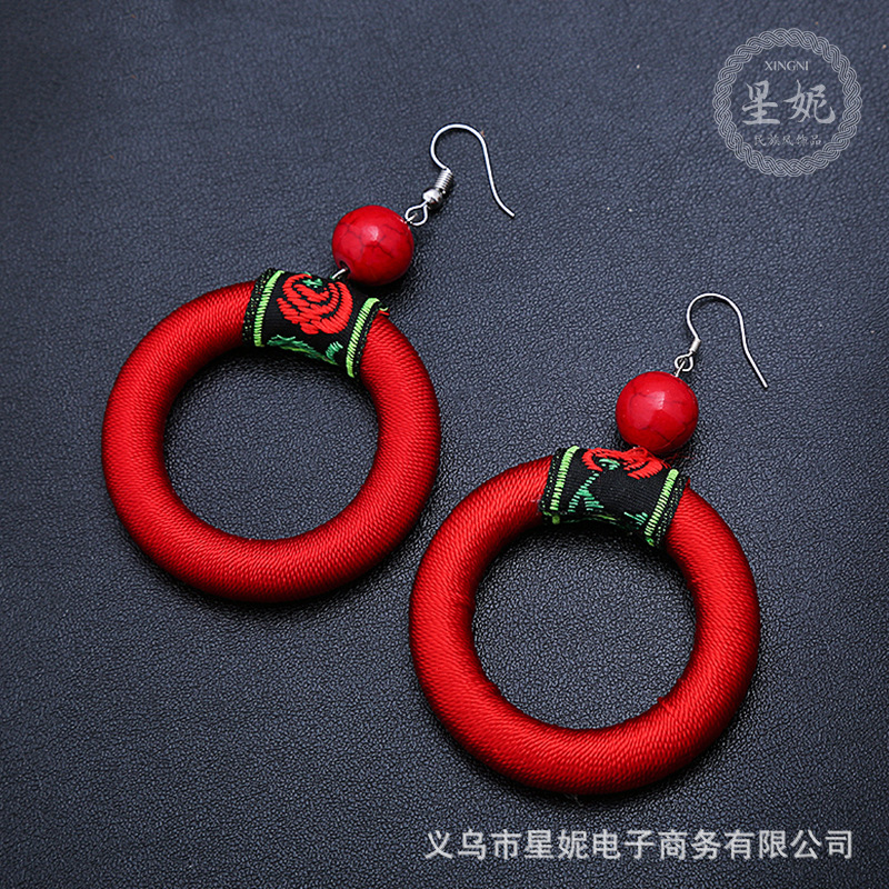 民族风复古S925银耳钩大圈耳环耳坠女款精致时尚手工艺耳饰品详情4