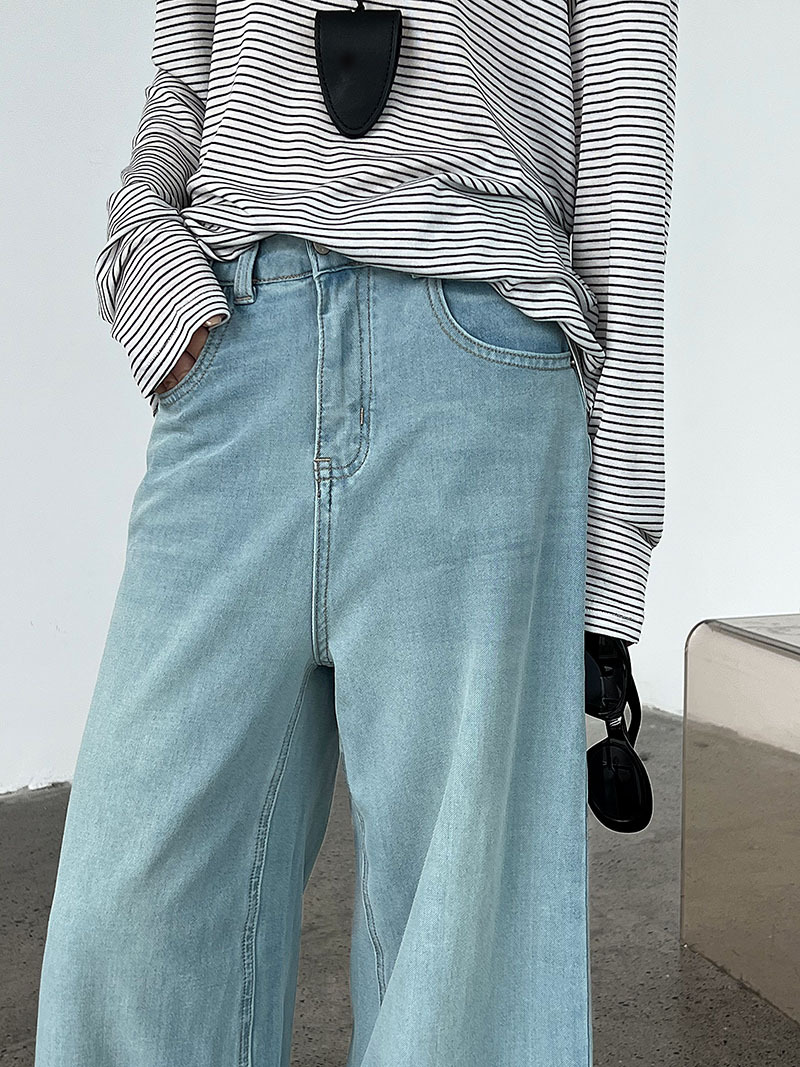 Luxi American 9-inch slightly flared jeans for women, 2025 Summer New style casual loose wide-leg pants with a drape, 68326 pic 38