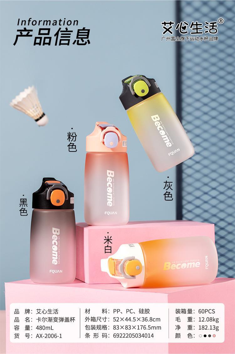 慕色渐变色卡尔大容量磨砂杯简约清新运动带锁扣刻度弹盖吸管水杯详情2