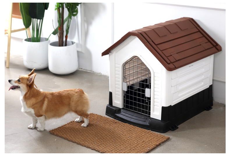 Procesamiento personalizado tipo de casa al aire libre perrera de plástico para perros callejeros casa de perros para mascotas jaulas para perros calientes de invierno casa para perros pic 19